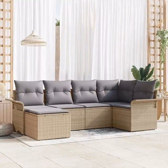 Set Divano da Giardino 6 pz Beige polyrattan 3354099