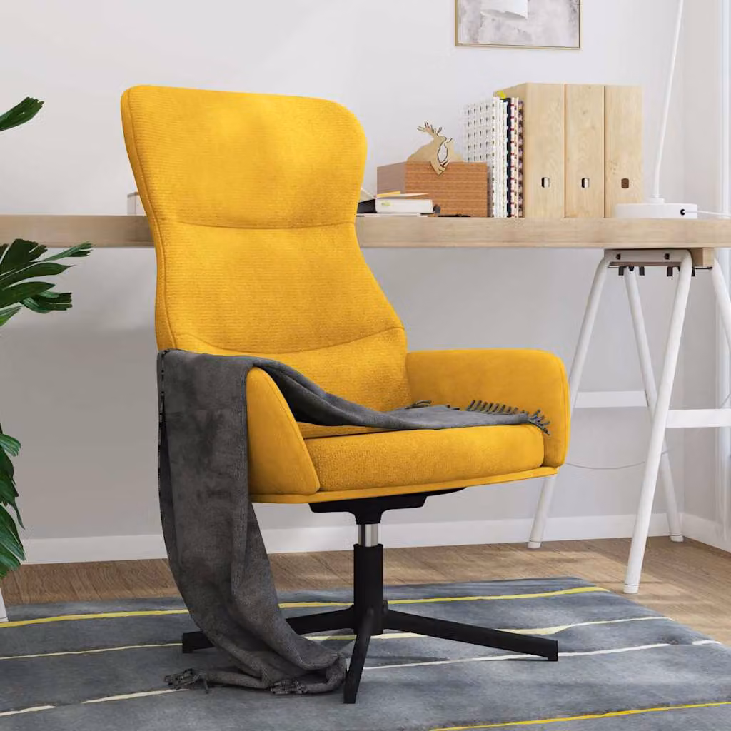 Sedia Relax vidaXL in Velluto Giallo con Struttura in Metallo e Seduta girevole a 360 gradi