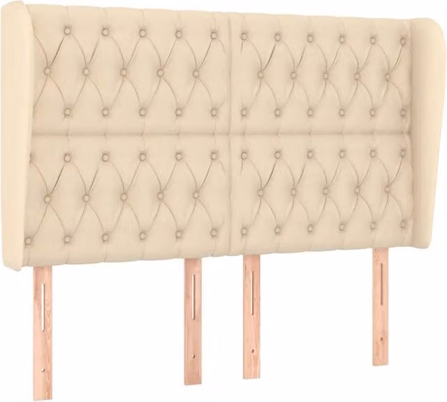 Testata ad orecchio in tessuto beige L: 147 cm, P: 23 cm, H: 118/128 cm