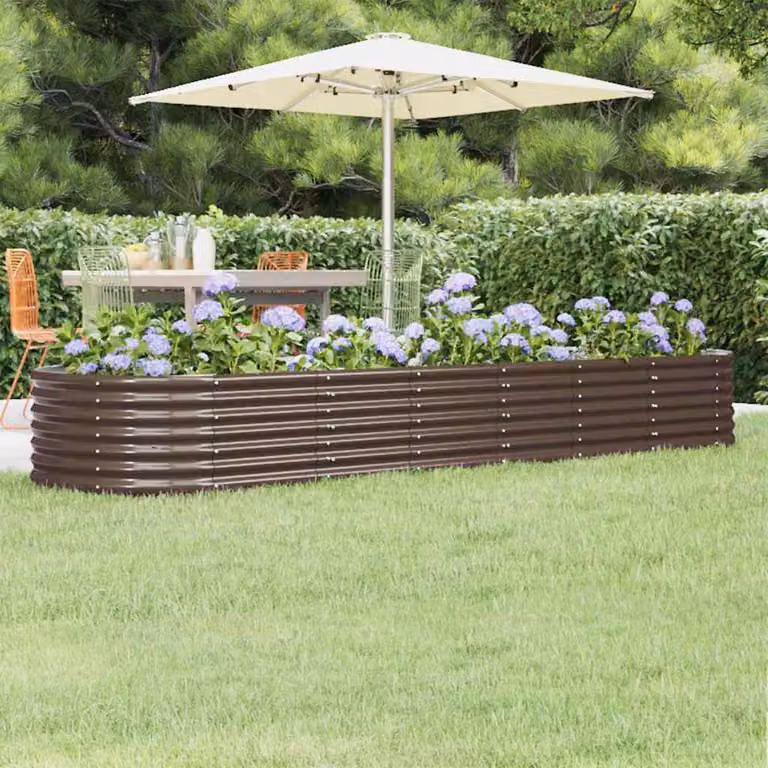 Letto rialzato da giardino vidaXL in acciaio zincato marrone L: 296 cm, P: 80 cm, H: 36 cm