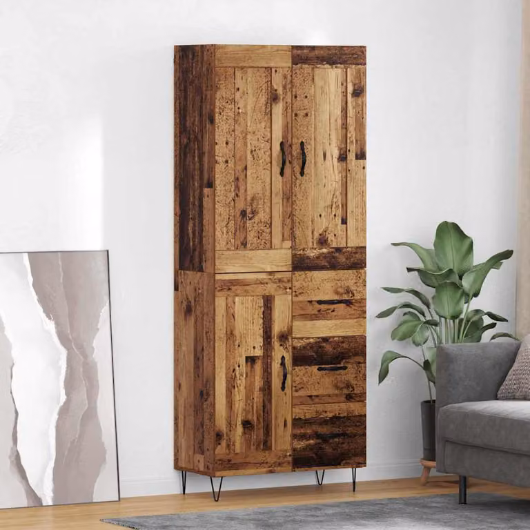 Credenza moderna vidaXL in legno vecchio e metallo, colore marrone, L: 69,5 cm, P: 34 cm, H: 180 cm
