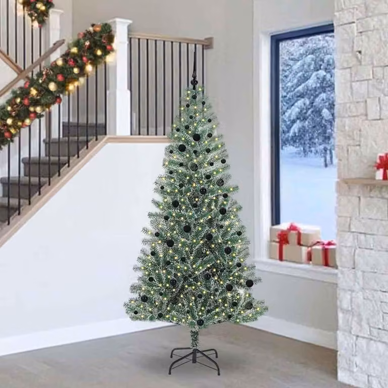 Maison Exclusive - Albero di Natale artificiale, ricoperto di neve, con luci LED, altezza 240 cm