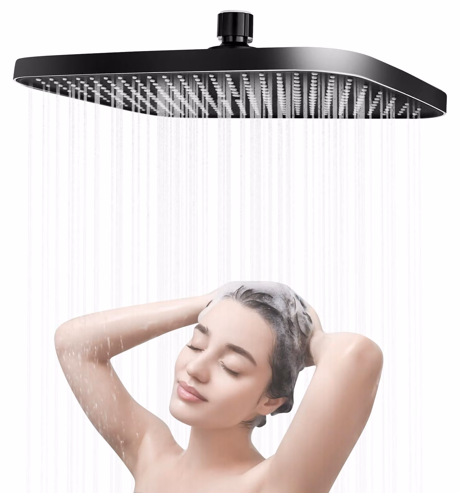 Doccia a soffitto da 14 pollici - Regolabile a 360° - Risparmio idrico - Autopulente - Doccia a soffitto - Prestazioni di alta qualità - Ugello doccia