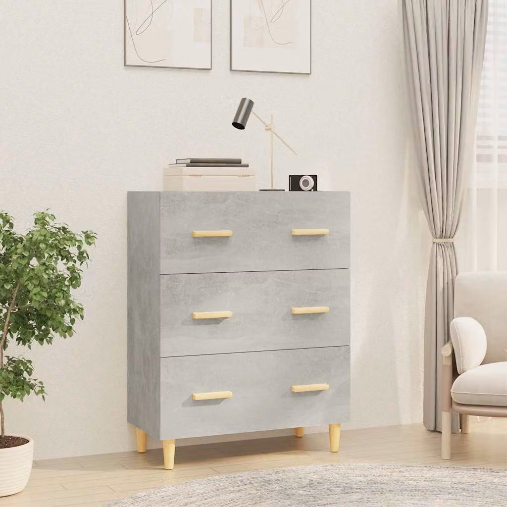 Credenza moderna vidaXL in legno e MDF Grigio, sospesa a parete, L: 70 cm, P: 34 cm, H: 90 cm