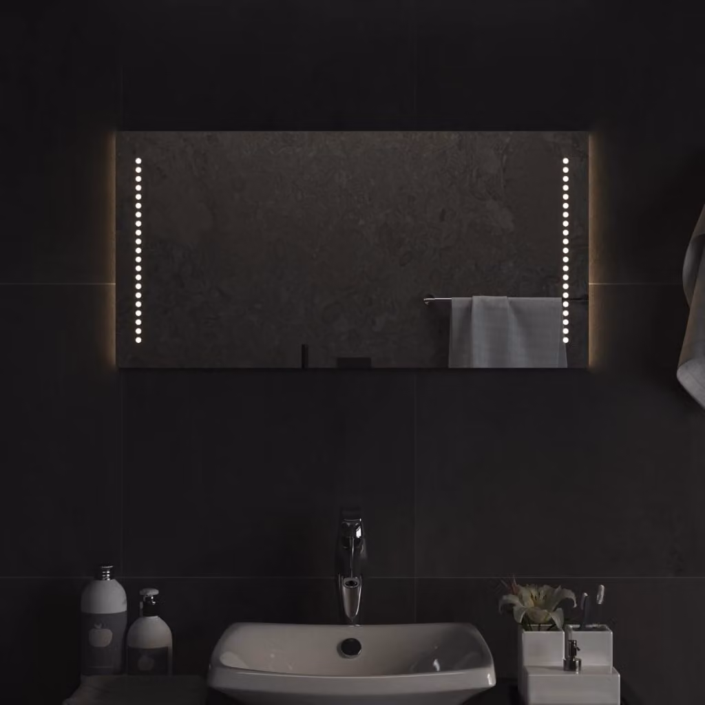 Specchio da bagno con luci LED vidaXL, design moderno rettangolare, L 80 cm x H 40 cm