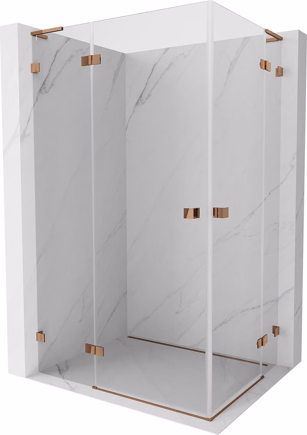 Mexen Lunar L Duo cabina doccia battente sinistra 120 x 70 cm, trasparente, oro rosa - 834L-120L-070P-60-00