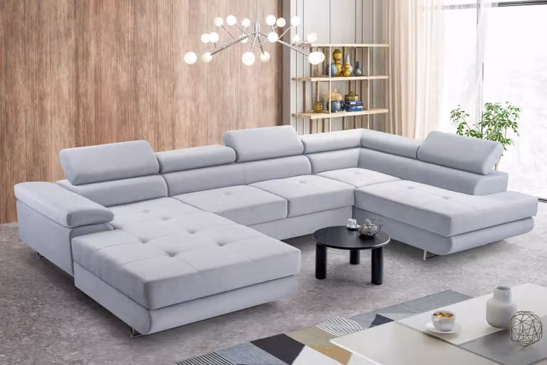 AX LIVING Arborio XL Divano componibile XXL a forma di U Grigio chiaro 352 cm R