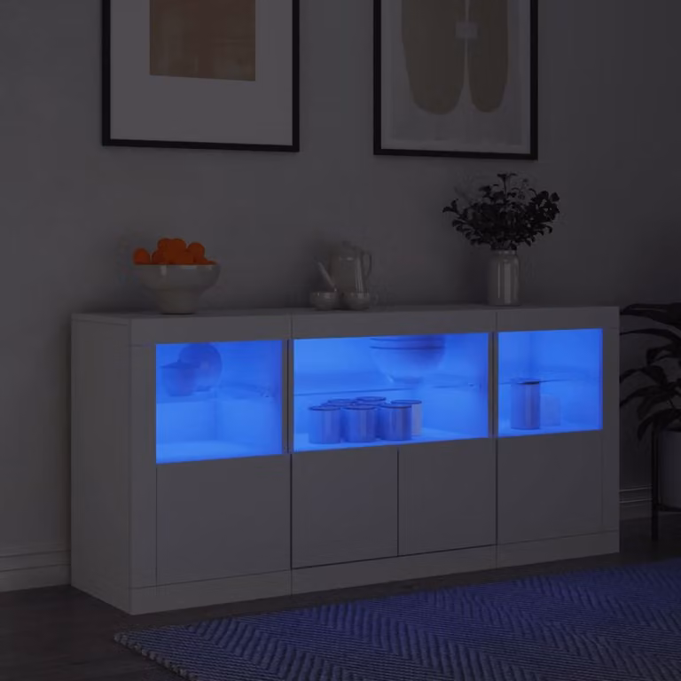 Credenza moderna vidaXL con luci LED bianca L: 142,5 cm, P: 37 cm, H: 67 cm
