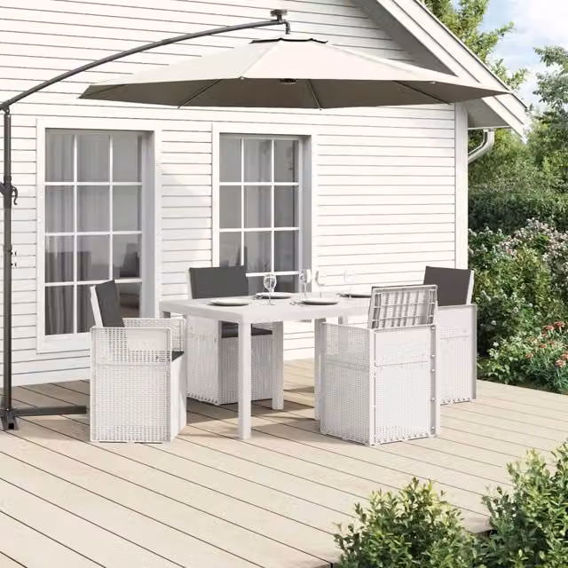 Set da Pranzo per Giardino 5 pz Bianco e Antracite PP 3430064