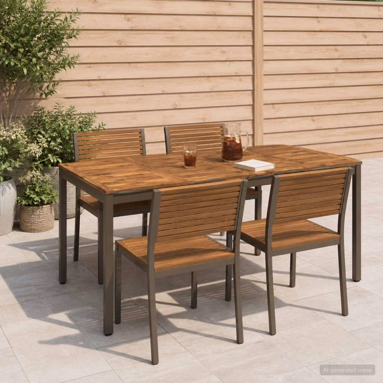 vidaXL Tavolo da giardino rettangolare in legno di acacia color marrone L: 180 cm, P: 88,5 cm, H: 75 cm