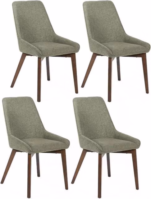 Set di 4 sedie da cucina GIORDANOSHOP in tessuto verde con struttura in legno noce, L: 62 cm, P: 49,5 cm, H: 87 cm – 1