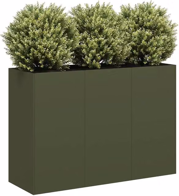 Fioriera a vasca Design Mania in acciaio verde oliva L: 120 cm, P: 40 cm, H: 80 cm