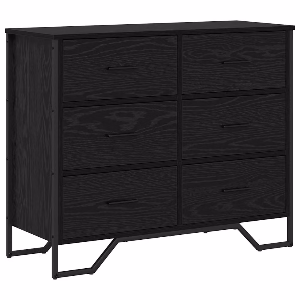 Cassettiera moderna vidaXL con 6 cassetti in legno e MDF, colore nero, L 91 cm x P 35,5 cm x H 74,5 cm – 2