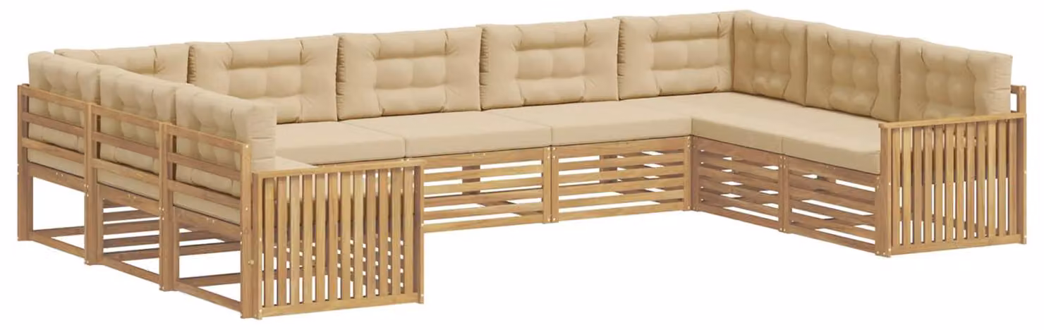 Set di divani da esterno, 9 pezzi, color beige