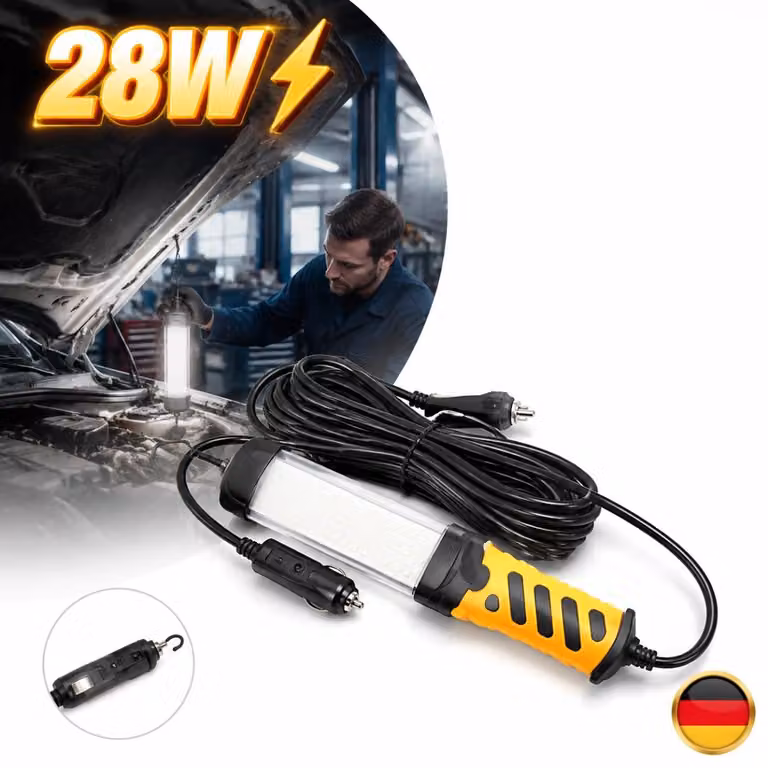 Lampada da lavoro a LED da 100, ideale per officine, riparazioni auto, uso manuale, con magnete e design a stelo, 28W, 220V