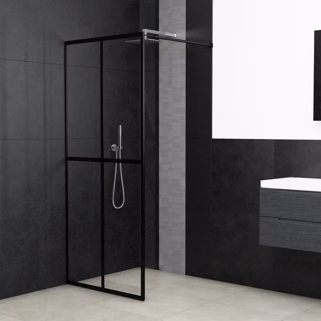 Cabina Doccia Quadrata vidaXL in Vetro Temperato Trasparente con Profilo Nero L: 118 cm, H: 190 cm – 1