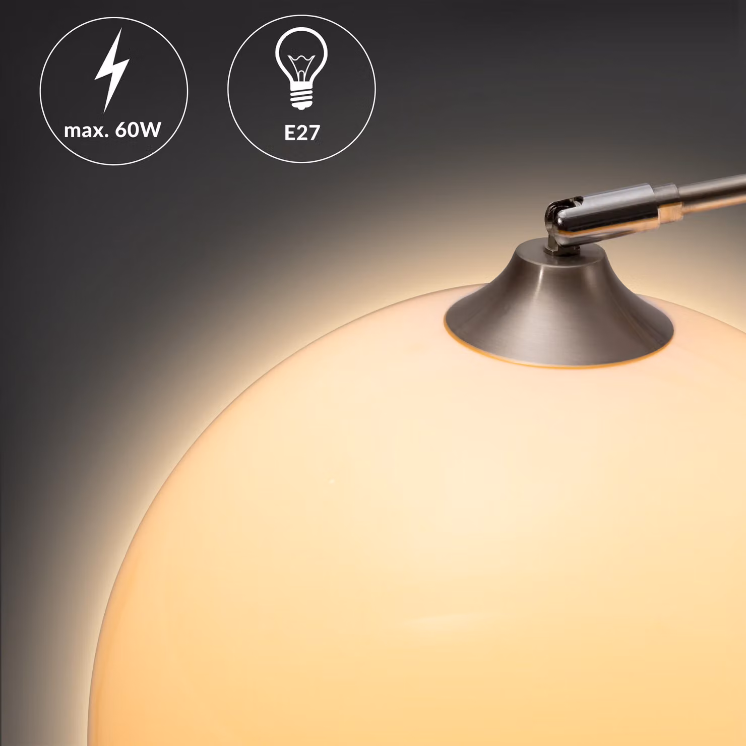 Lampada da pavimento regolabile Monzana in bianco e argento con base in marmo e acciaio inossidabile, Altezza: 200 cm, Larghezza: 40 cm, Profondità: 30 cm – 3