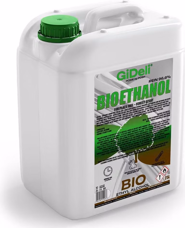 Bioetanolo profumato alla foresta 96,6% 25L per caminetti universali senza fumo e senza fuliggine GiDeli