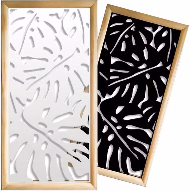 Moduli Decorativi Filodendro Signorbit in Legno e PVC, Colore Nero, L: 73 cm, H: 148 cm