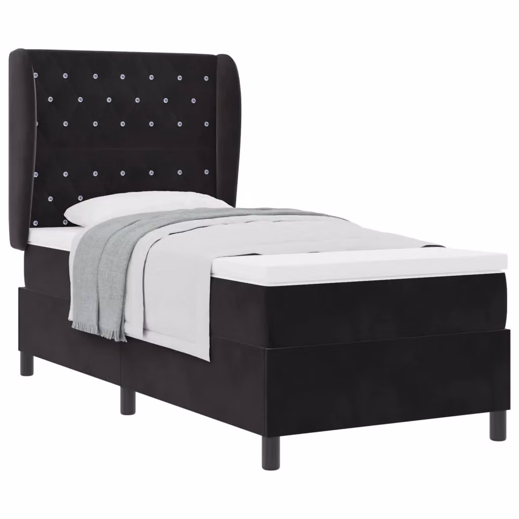 Letto Ibrido con Materasso in Velluto Nero vidaXL L/P: 90 x 190 cm – 2