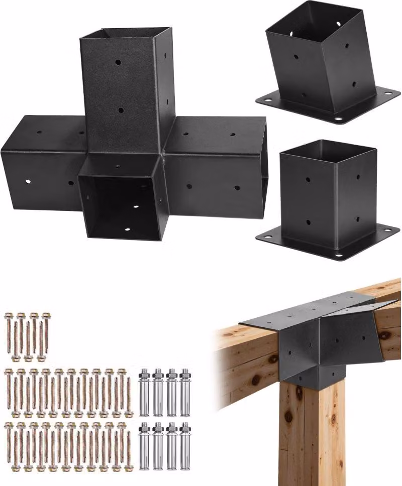 3x connettore per palo angolo 92x92mm - palo a 4 vie per staffa pergola