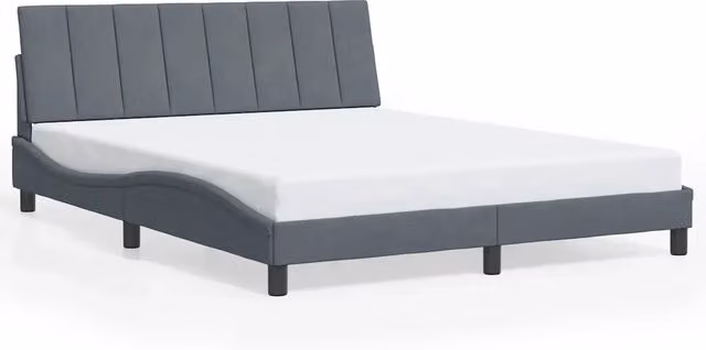Letto matrimoniale | Letto per adulti | Giroletto senza Materasso Hanko Grigio Scuro 160x200 cm Velluto