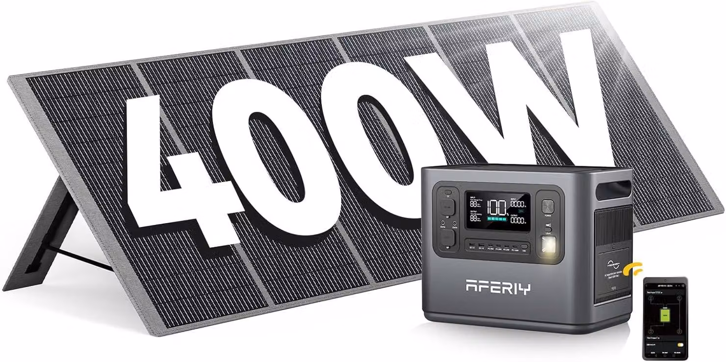 AFERIY AF P210 Power Station 2400 W 2048 Wh con pannello solare pieghevole 400 W 13 uscite 4800 W di picco
