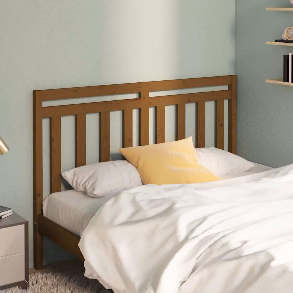 Testiera per letto vidaXL in legno massello di pino, colore marrone, L: 141 cm, P: 4 cm, H: 100 cm