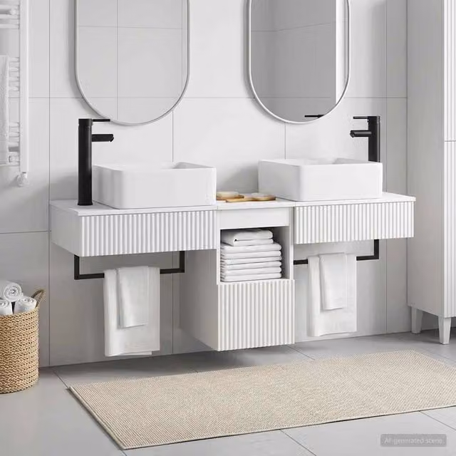 Set di mobili per il bagno 3 pz Bianco Legno ingegnerizzato 3405597