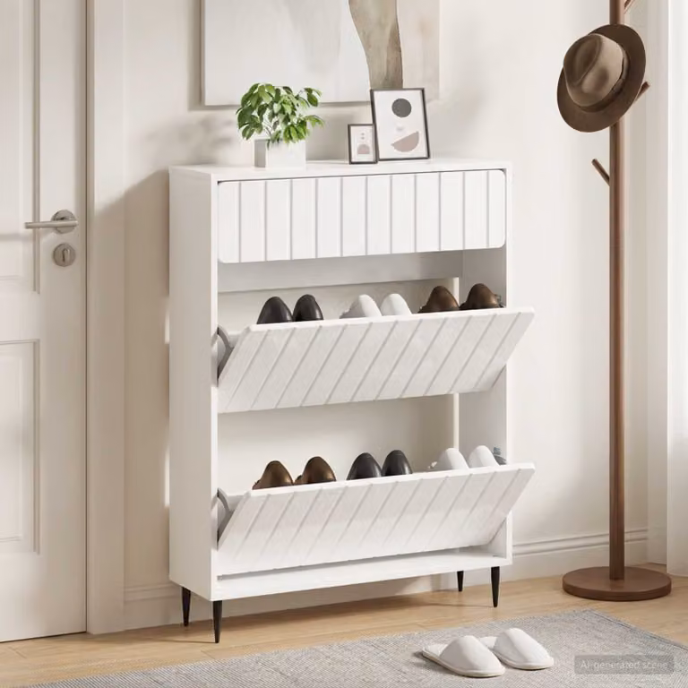 Mobile porta scarpe ZWOLLE vidaXL bianco lucido L 78 x P 24 x H 103 cm