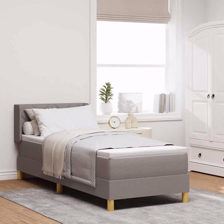 Maison Exclusive - Letto boxspring con cuscini e testiera color taupe, 200 x 80 cm, tessuto