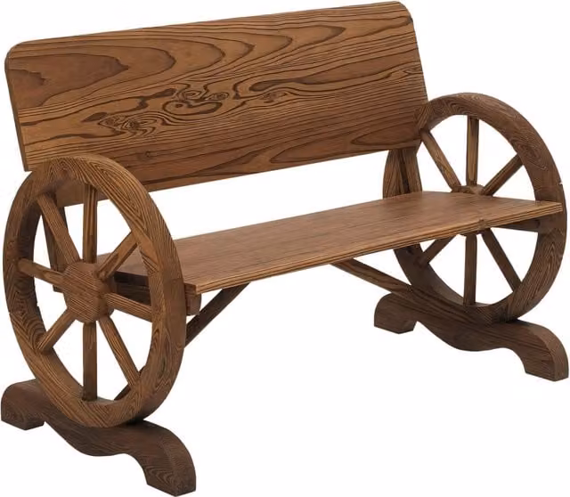 Panca da giardino in legno di abete con braccioli, marrone, L: 114 cm, P: 58 cm, H: 80 cm