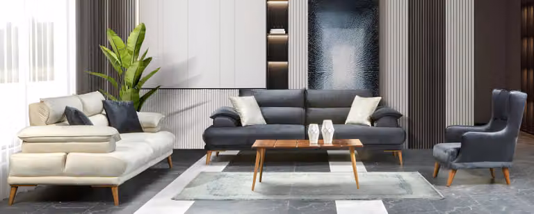 Italienischer Stil Sitzgarnitur Sofagarnitur Polstergarnitur Sofa Couch 3+3+1