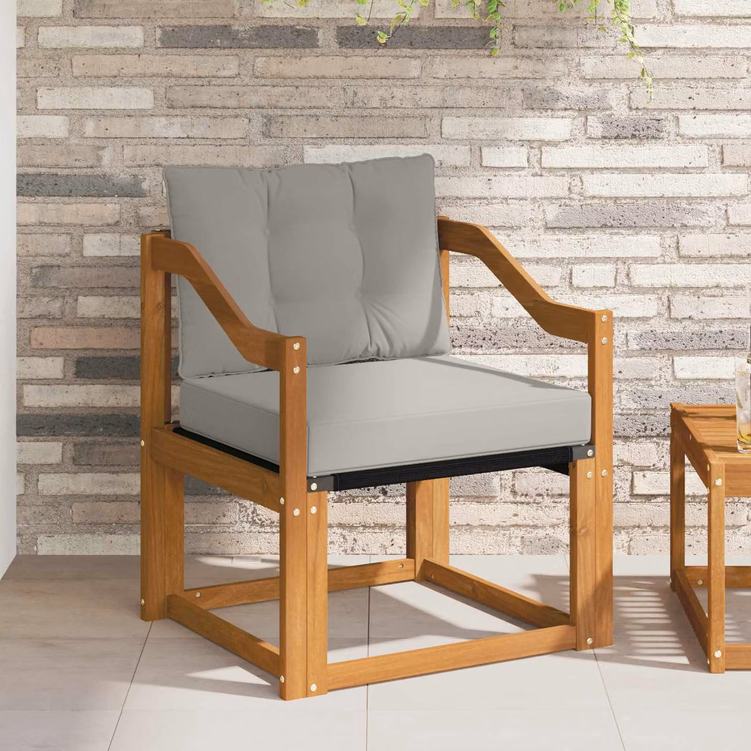 vidaXL Divano da esterno moderno in legno di acacia con cuscini in tessuto textilene grigio e marrone