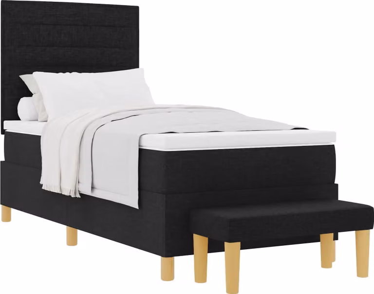 Letto a molle con testiera Nero 200 x 90 cm Tessuto