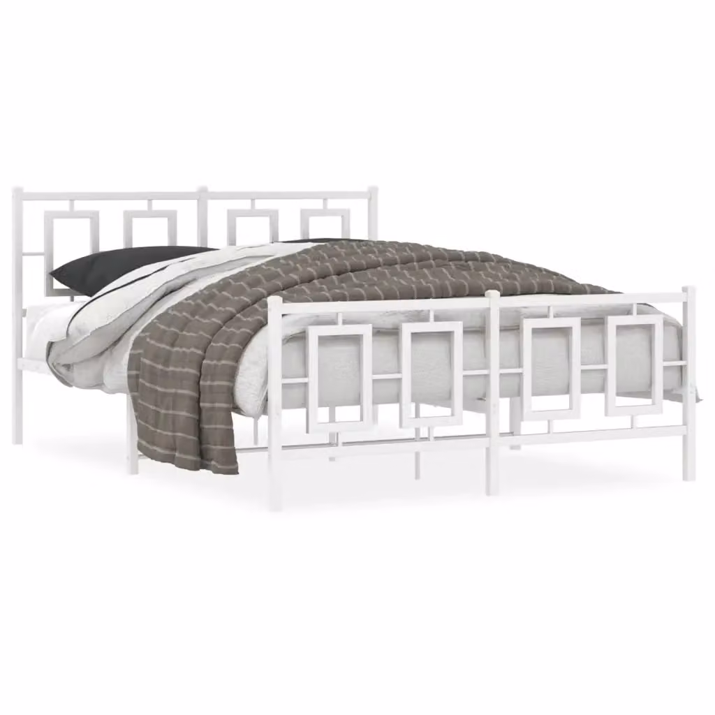 Giroletto vidaXL con testiera e pediera in metallo bianco L/P/H: 140 x 190 x 91 cm – 2