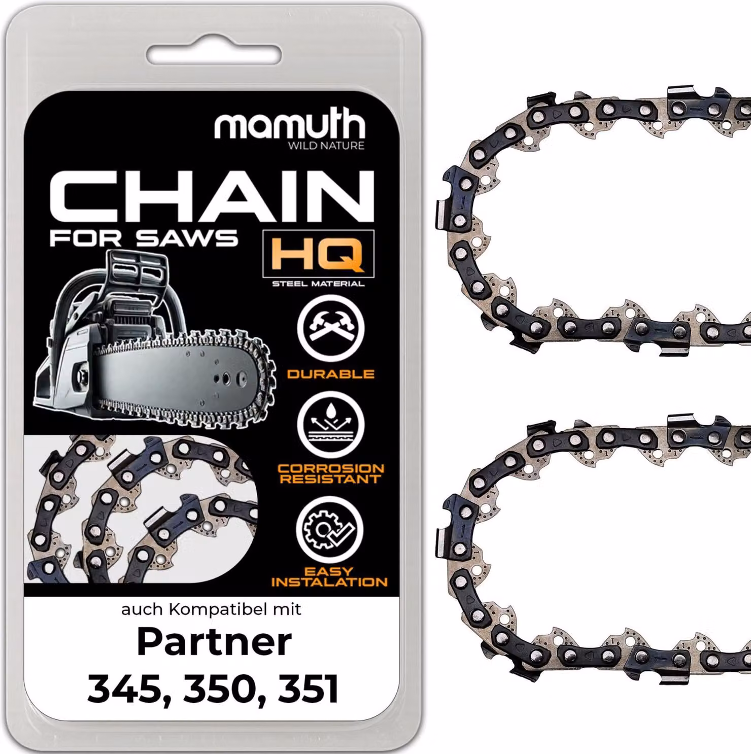 2x catena per motosega 45cm 1,3mm 3/8" 62TG per Partner 345, 350, 351