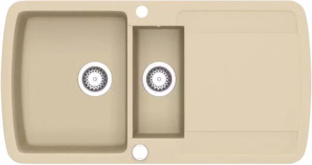 Lavello da Cucina in Granito Vasca Doppia Beige CFW3499638