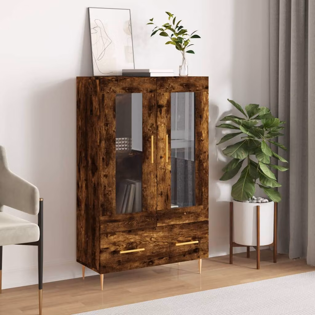 Credenza moderna vidaXL in legno multistrato color rovere fumo L: 69,5 cm, P: 31 cm, H: 115 cm