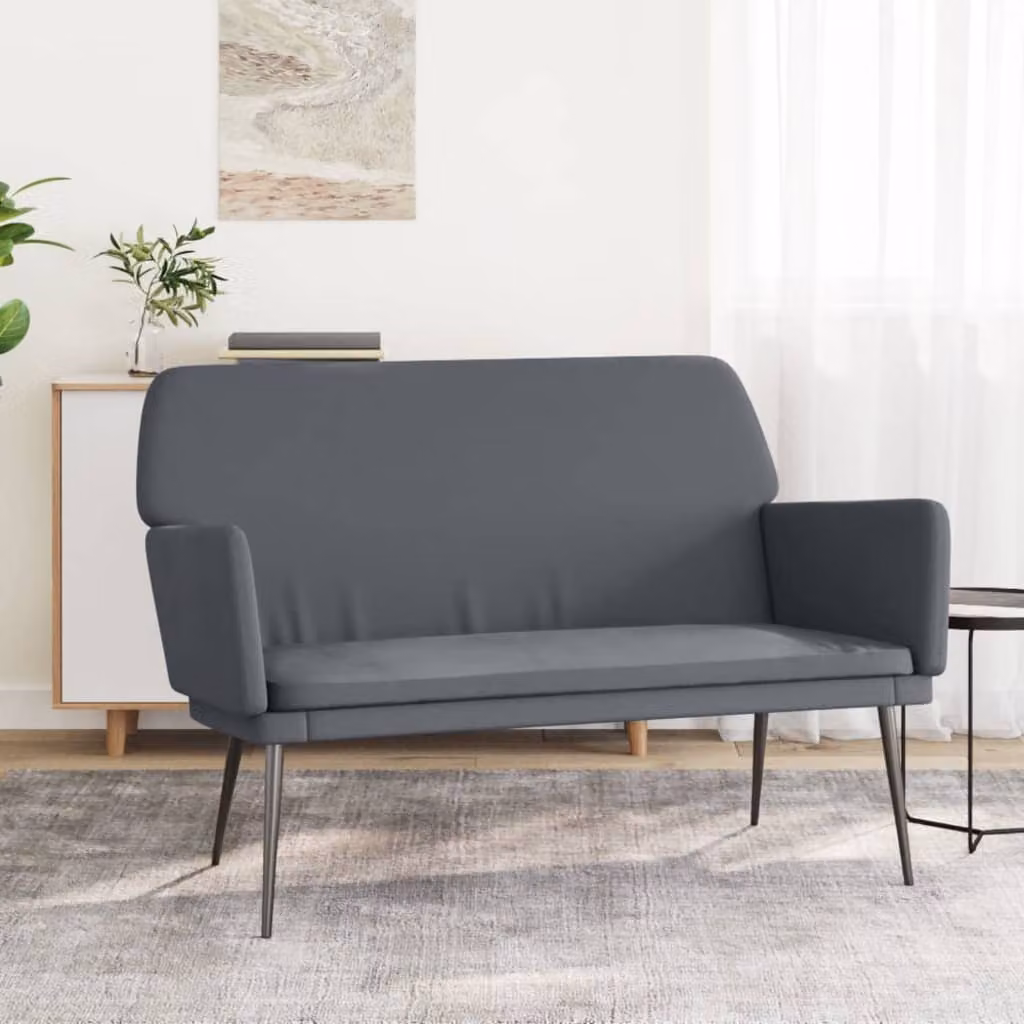vidaXL Panca Moderna in Velluto Grigio con Braccioli L: 108 cm, P: 40 cm, H: 79 cm