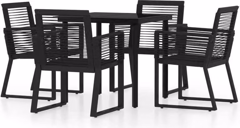 Set Mobili da Pranzo per Giardino 5 pz Nero