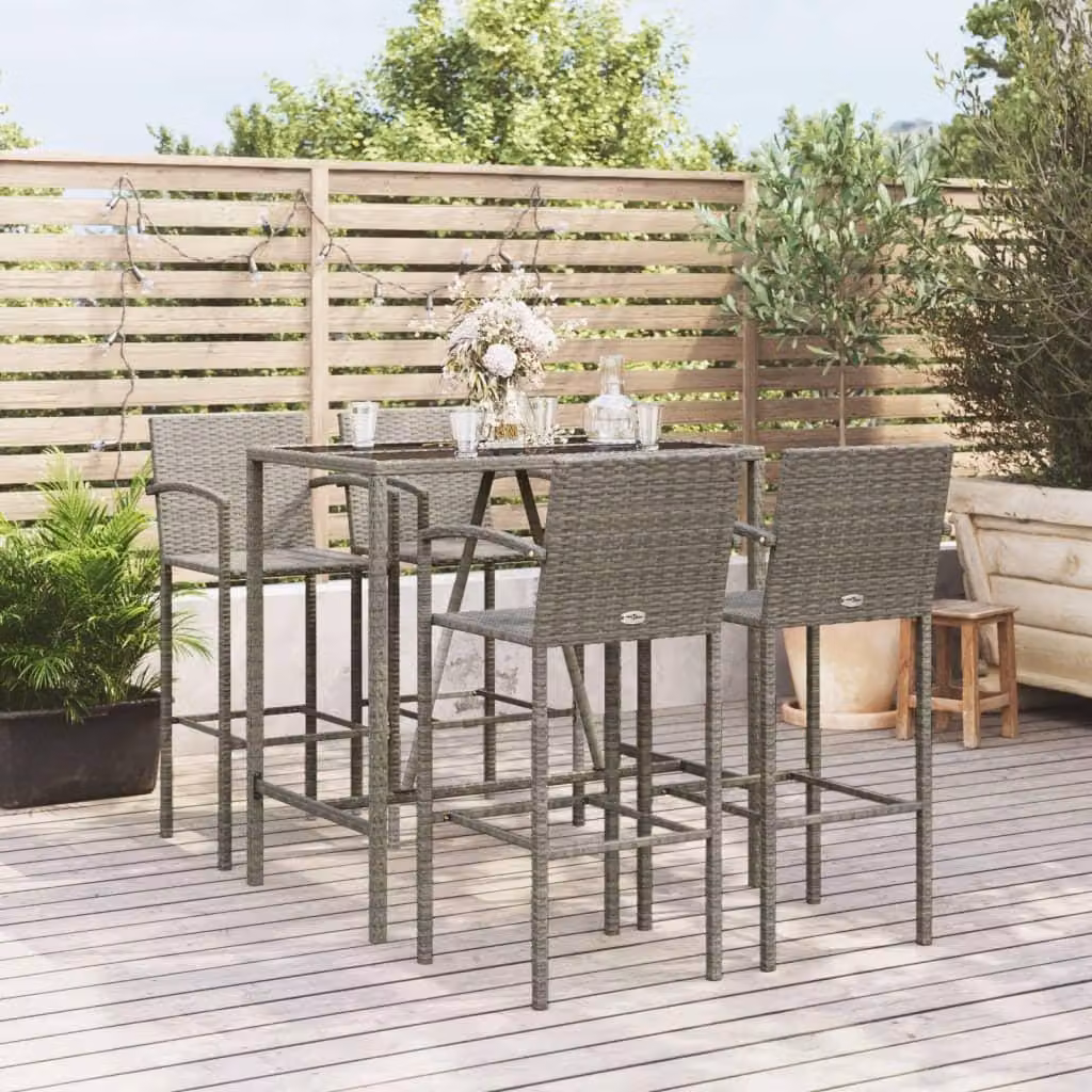 Maison Exclusive - Set da giardino da 5 pezzi in polyrattan grigio