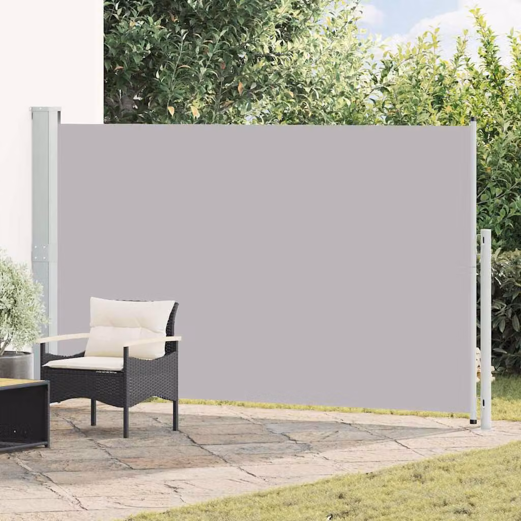 Tenda laterale retrattile vidaXL per patio in poliestere e acciaio, Grigia, L: 314 cm, H: 180 cm
