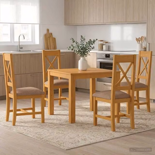 Set da pranzo moderno vidaXL in legno di quercia composto da tavolo quadrato e 4 sedie, colore grigio e marrone