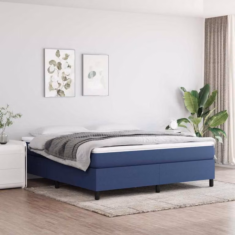 Struttura Letto a Rete a Molle vidaXL in Tessuto Blu L: 160 cm, P: 200 cm