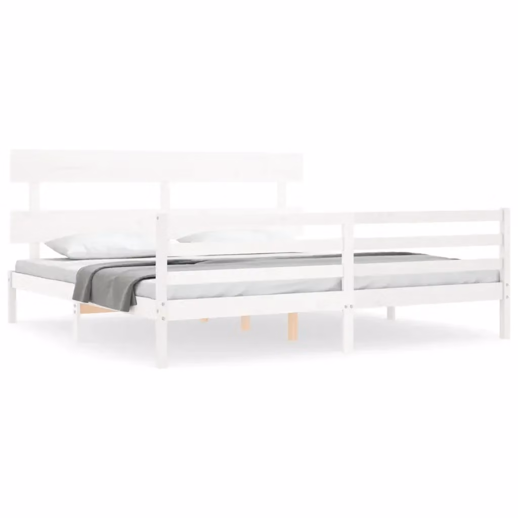 Letto con Testiera in Legno Massello di Pino Bianco vidaXL 200x200 cm – 2