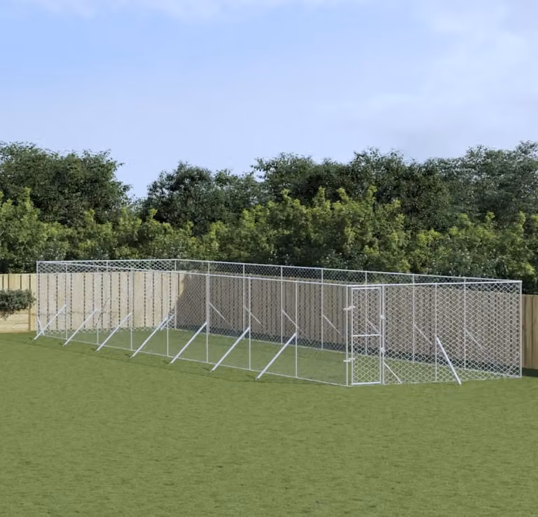 The Living Store Cuccia per cani da esterno Silver 4x16x2 m Acciaio zincato