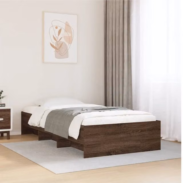 Struttura Letto Design Mania in Rovere Marrone con Doghe in Legno, L/P/H: 200 x 90 x 35 cm – 1
