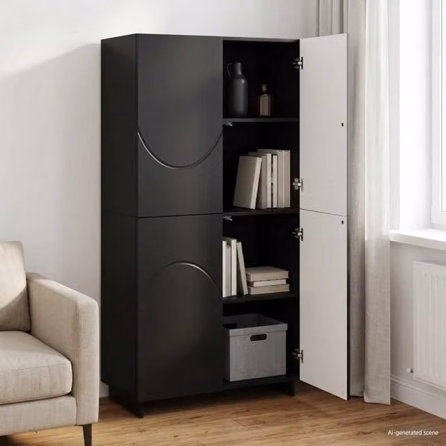 Credenza Nero 79 x 41 x 151 cm Legno ingegnerizzato 3433110