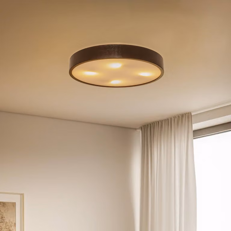 Plafoniera soffitto Kerio Lamkur, dimmerabile, Nero, Soggiorno / Sala da pranzo, Legno, Plafoniera
